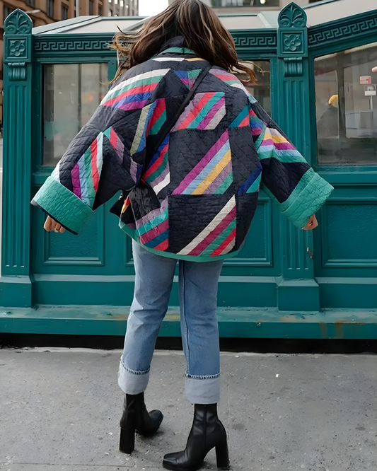 Chaqueta oversize para mujer | Estampado vintage multicolor